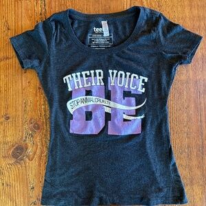 "Be Their Voice, Stop Animal Cruelty" Women's Baby Tee Size M by Teelp